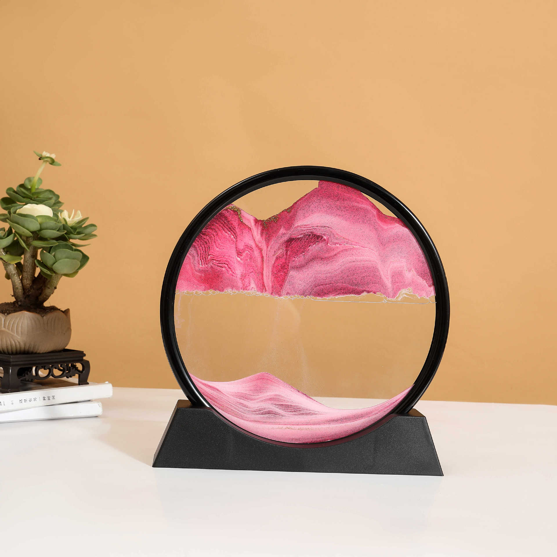 3d Quicksand Painting Creative Living Room Crafts Ornaments Hourglass Painting Dynamic Scene Decoration Home Miniatures Gift 7 inch 18x19 CM