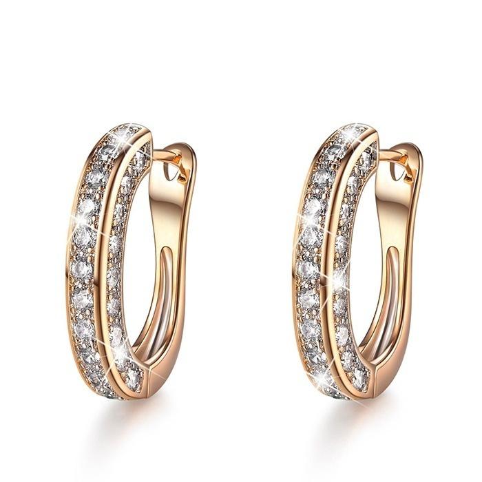 Fashionable U-shaped Zircon Earrings Sparkling Diamond Studded Metal Earrings Women s Party Wedding Accessories Jewelry Gifts
