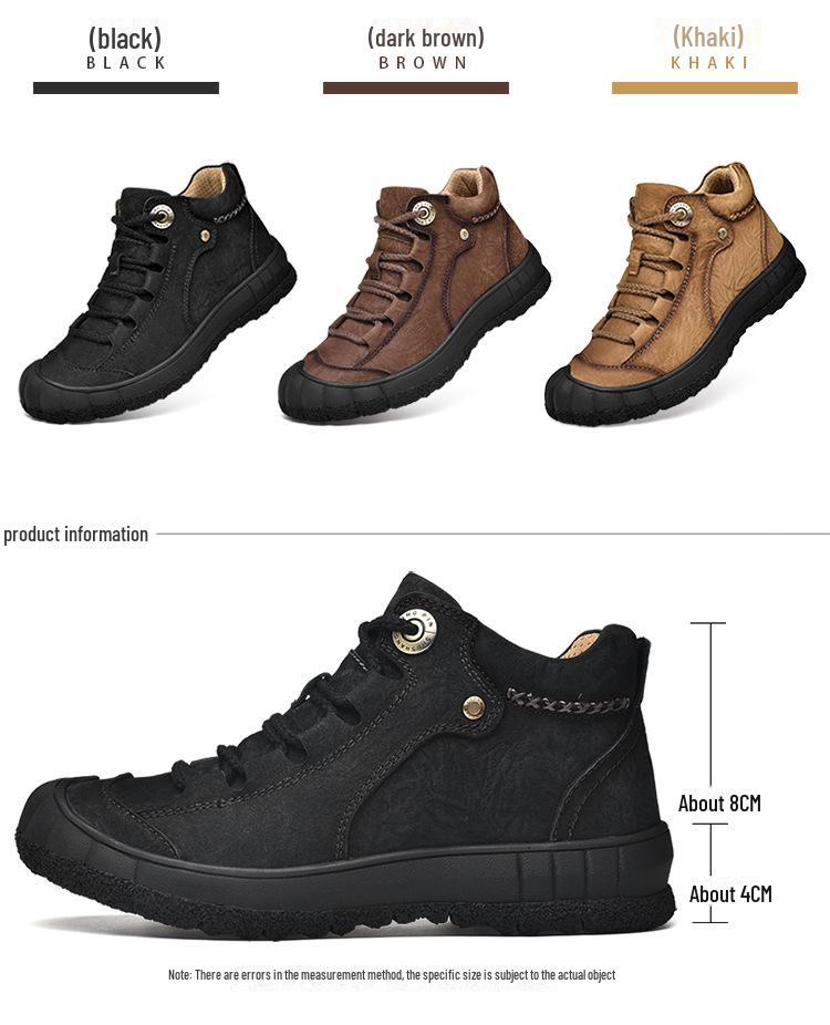 Pánské trekové boty středního střihu z pravé kůže pro podzim/zimu 2024, uzavřená špička, odolné proti okopu, velká velikost 46