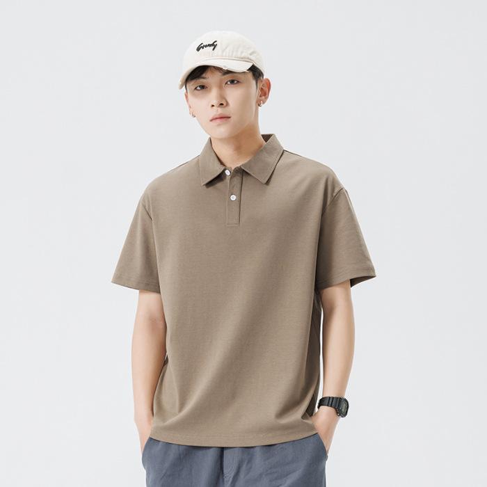 Updated Summer Lapel Polo Short-sleeved Mens Heavy T-shirt for Mens Lapel Thin Short T-t-thigh