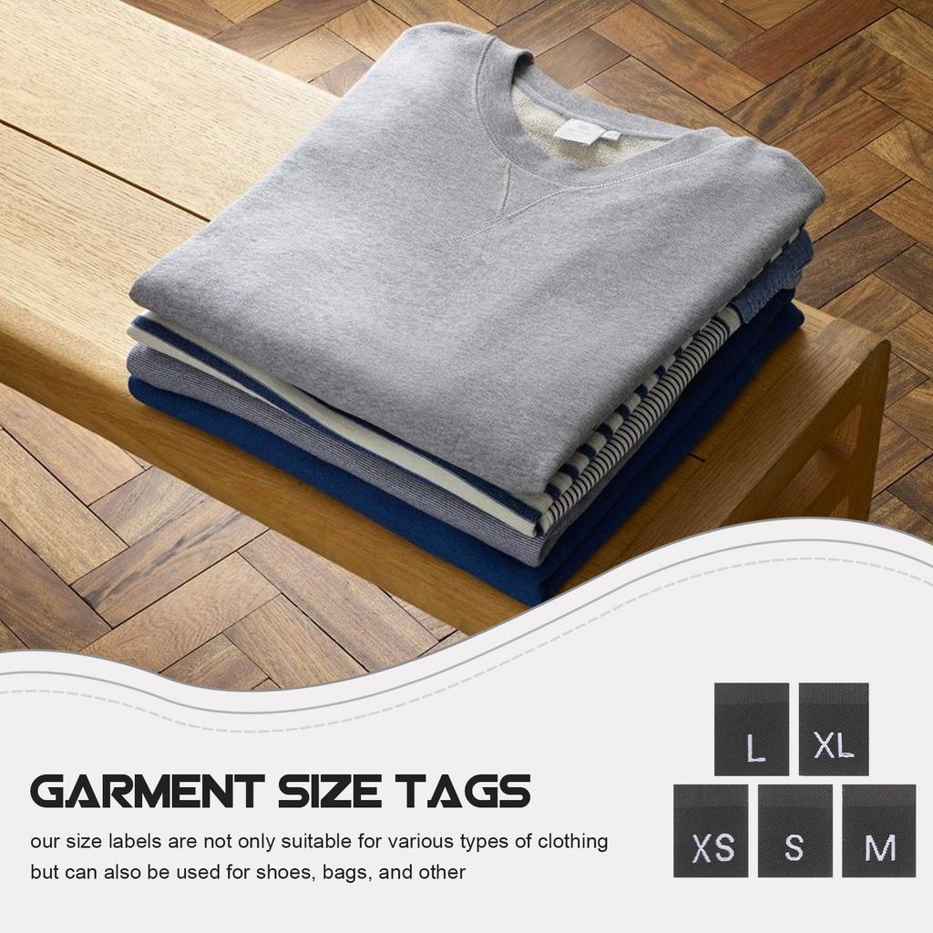 500Pcs Small Garment Size Tags Washable Polyester Clothing Labels Clear Printed Size Markers for DIY Sewing Craft Clothing