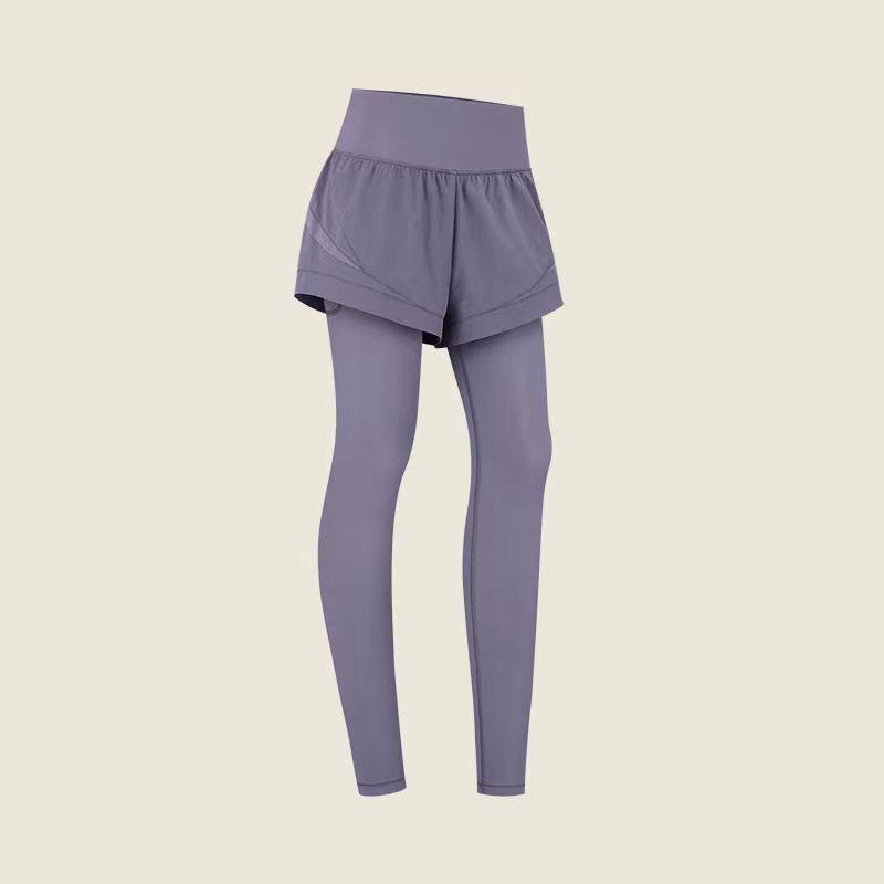 Women's High Waist Quick-Dry Yoga Pants - Fake Two-Piece Hip-Lifting Fitness Trousers