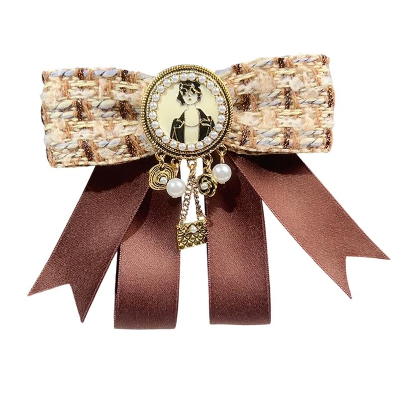 Retro Inspired Alloy Ribbon Brooch Vintage Bowtie With Classical British Design For Winter Fashion Outfits