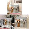 Cute Sheep Throw Pillow Cover 2d Embroidery Linen Home Decor For Sofa