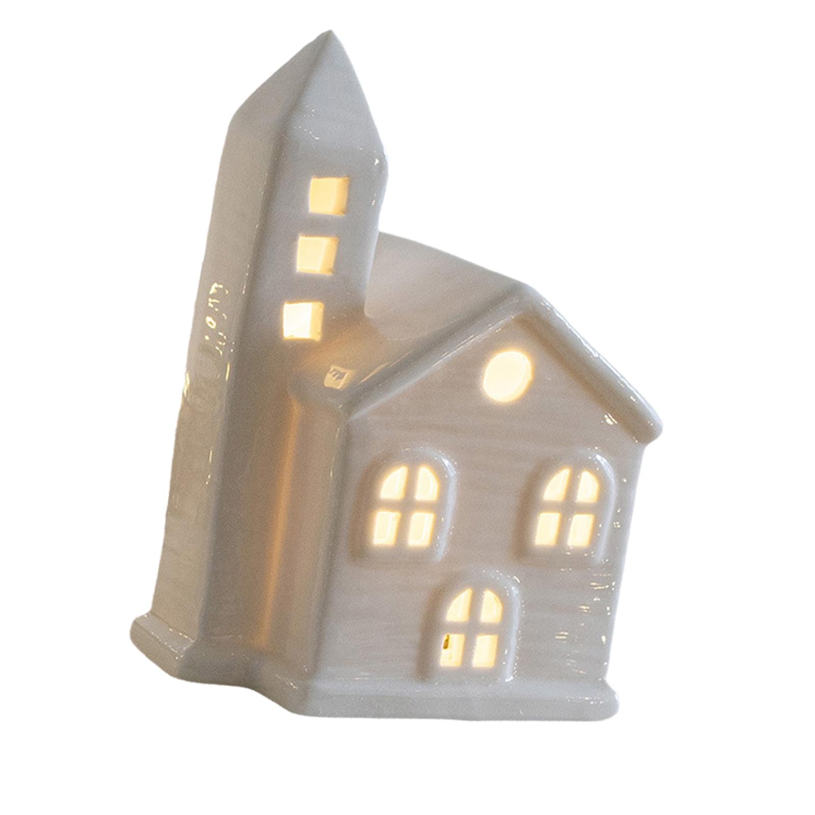

Рождественская фарфоровая фигурка деревенского дома со светодиодной подсветкой, керамическая светящаяся статуэтка дома для украшения стола на праздничной вечеринке B