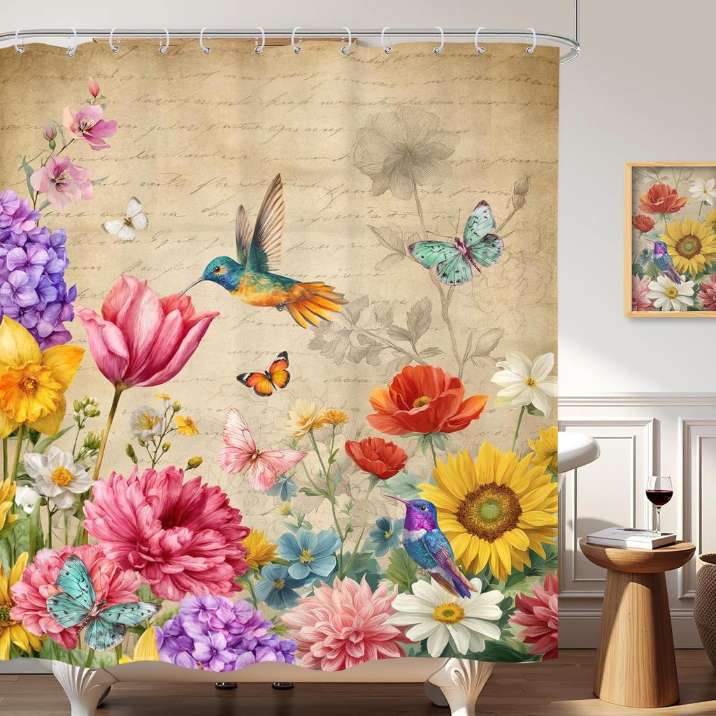 Czarny Kot Księżyc Zasłona Prysznicowa Mistyczna Noc Kwiat Wiśni Kwiatowy Gotycki Nowoczesny Estetyczny Tkanina Wodoodporny Poliester