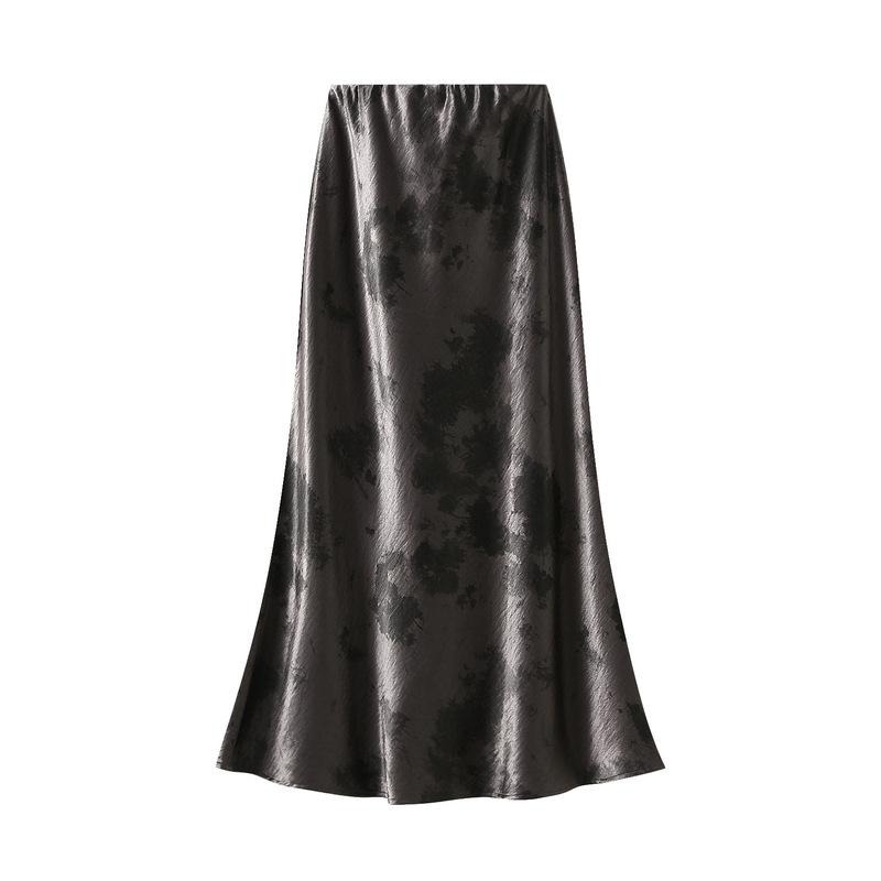 Damen Midirock mit Blumenprint Lässiger High Waist Vintage Langer Boho Rock für Damen Fließender Cocktailparty A-Linie Elastischer Bund Maxirock