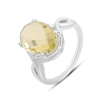 Strieborný prsteň s prírodným zeleným kremeňom 4,895 ct, zirkónmi, hmotnosť výrobku 4,72 g (2162148)