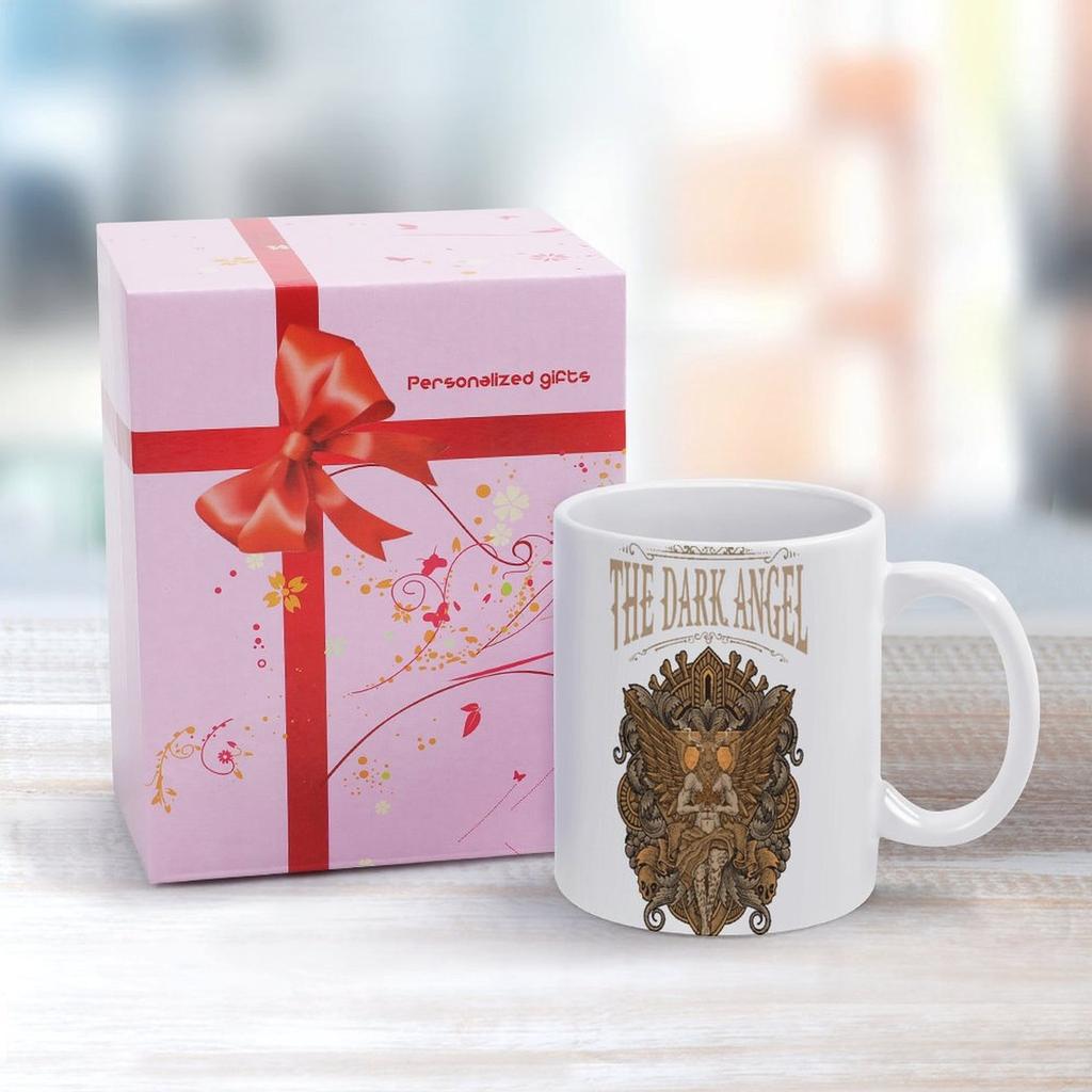 11oz White Ceramic Cup with Smooth Grip and Double-Sided Print, Heat-Resistant and Ideal for Daily Home or Office Use