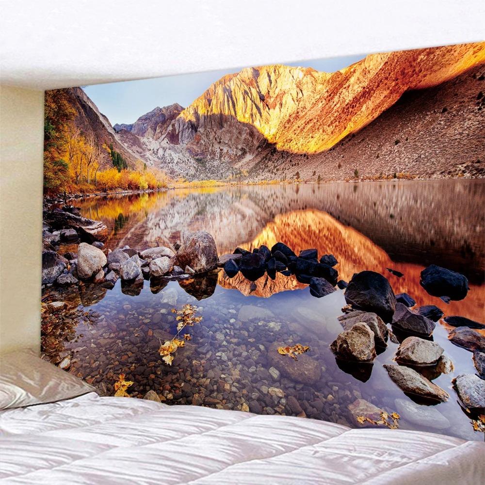 Fashion Home Decoration Tapestry Living Room Bedroom Tapestry Mountain Lake Scenery Pattern