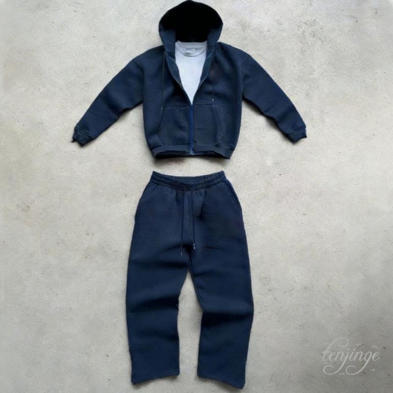 Trendy Cross-Border Zipper Hoodie Jacket with Versatile Long Pants