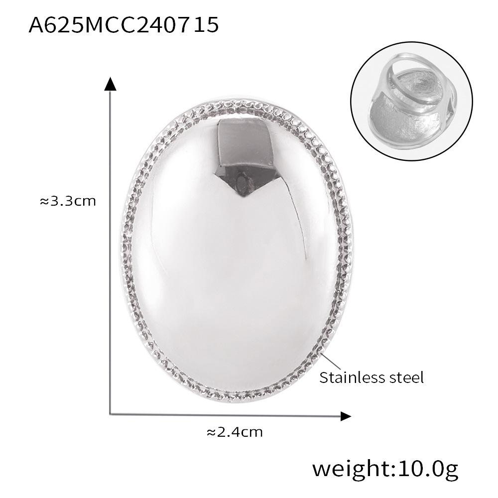 

Эллиптическое гладкое кольцо, простой и преувеличенный дизайн, нержавеющая сталь, покрытая 18-каратным настоящим золотом, ювелирные изделия No. 8