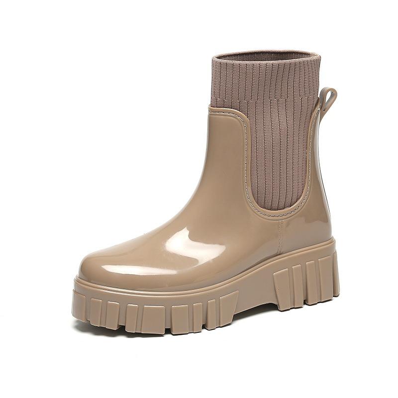 New fashion British rain shoes women's versatile outer wear sea-catching non-slip water shoes thick-soled wear-resistant rain boots rubber shoes women