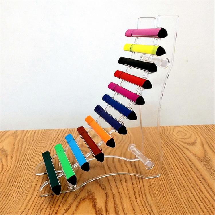 2Pcs Reversible PVC Pen Stand 12 Compartments Desk Pen Organiser Display Rack For Artists Teachers And Offices Workers