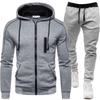 Mens Hooded Sweatshirt Set Casual Two-Piece Outfit Loose Fit Fleece-Lined Winter Sportswear