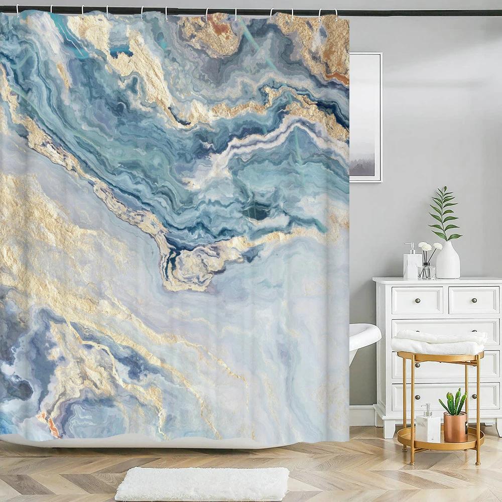

Art Marble Print Shower Curtain Waterproof Bathroom Curtain Modern Abstract Bath Curtain Toilet Partition Curtains With Hooks W90xH180cm