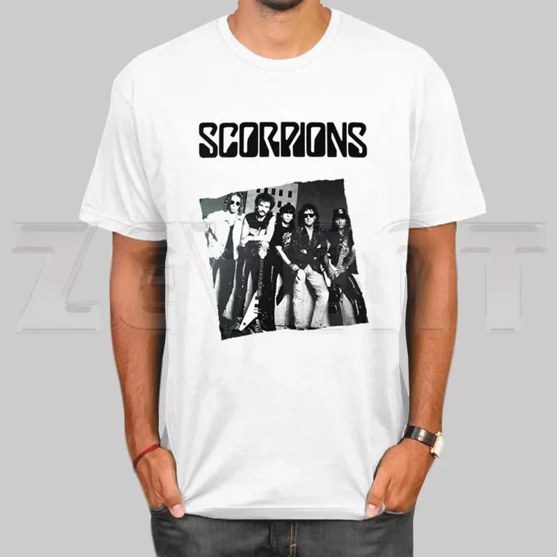 

Футболка чоловіча з коротким рукавом, повсякденна, з логотипом Scorpions, музичного метал-рок гурту, аніме футболка з принтом, біла футболка, жіночі футболки L