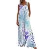 Women's Fashion Casual Loose With Pockets  Sleeveless Printed Jumpsuit