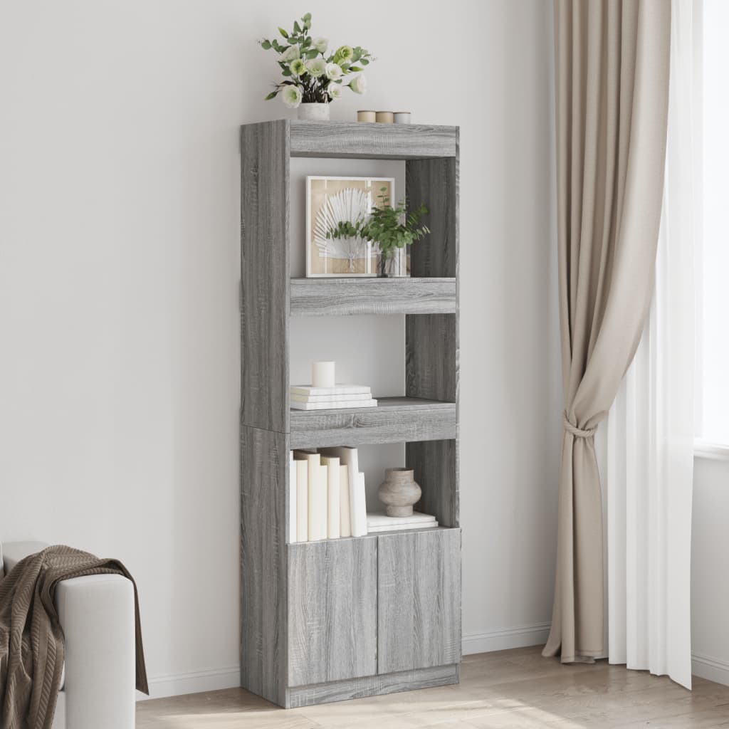 Highboard 63x33x180 Cm Grey Sonoma Wood Based Material