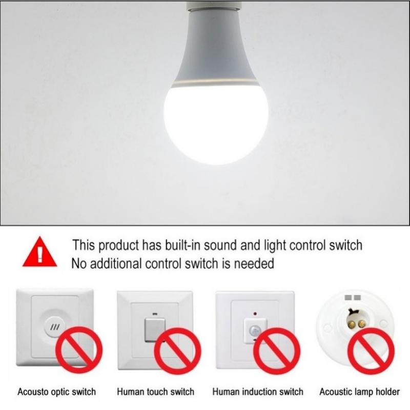VzzUoo LED E27 Light Control Sensor Light Bulb 12W 9W 7W AC85-265V Day Night Light Auto ON OFF Patio Porch Smart Lamp For Garden