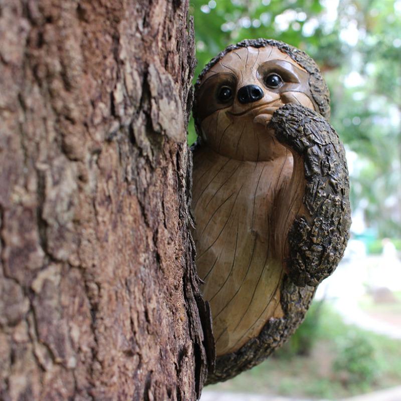 Outdoor Sloth Pendants, Garden Statues, Courtyard Tree Faces, Tree Hanging Decorations, Resin Handicrafts