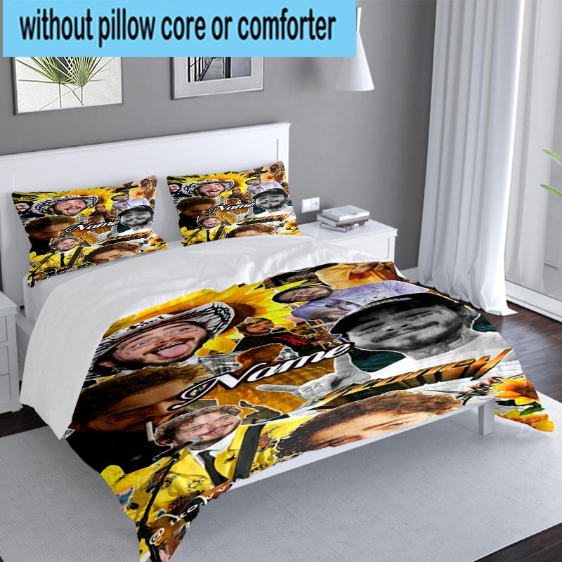 Set Biancheria da Letto Personalizzato con Nome Musicista Post Malone, 3 Pezzi, Include 1 Copripiumino e 2 Federe, Adatto per Dormitori e Camere da Letto, Regalo