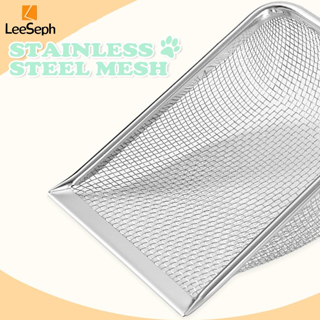Cat Litter Scoop, Stainless Steel Mesh Litter Shovel, Litter Cleaner Corner Shovel, Fine Mesh Reptile Litter Cleaner Scooper