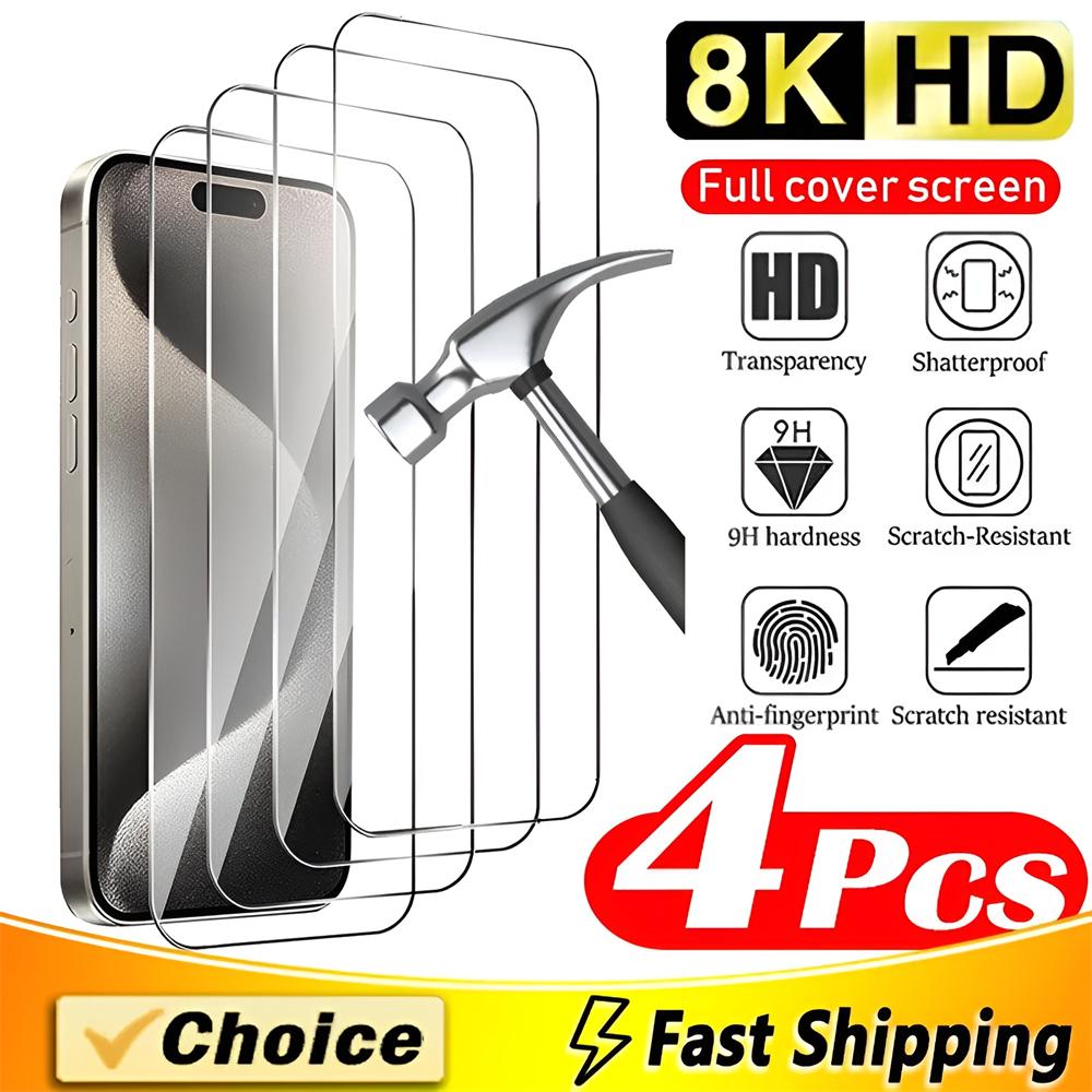 3-5PCS Diamond Glass For iPhone 15 14 13 12 11 PRO MAX No Border Screen Protectors For iPhone XS Max XR 7 8 Plus Tempered Glass