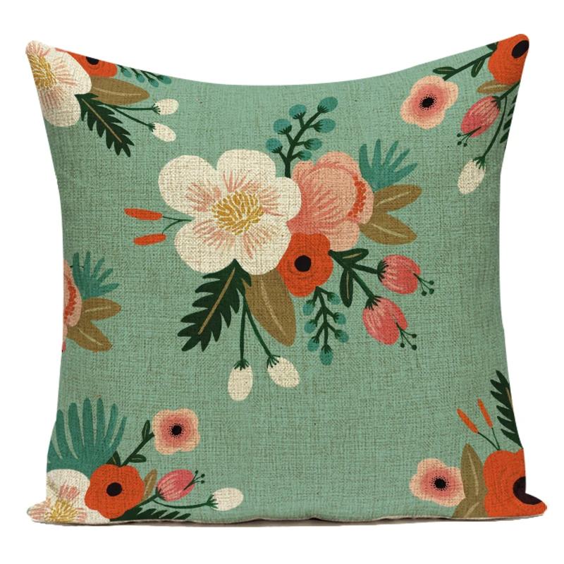 Decorative Throw Pillows Case Color Plant Flower Trees Polyester Sofa Cushion Cover For Living Room Capa De Almofadas
