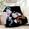 1pc Ghost,Coffee,Cuphead Digital Print Flannel Blanket - Contemporary Style, Suitable for All Seasons, Perfect for Home, Travel, or Camping