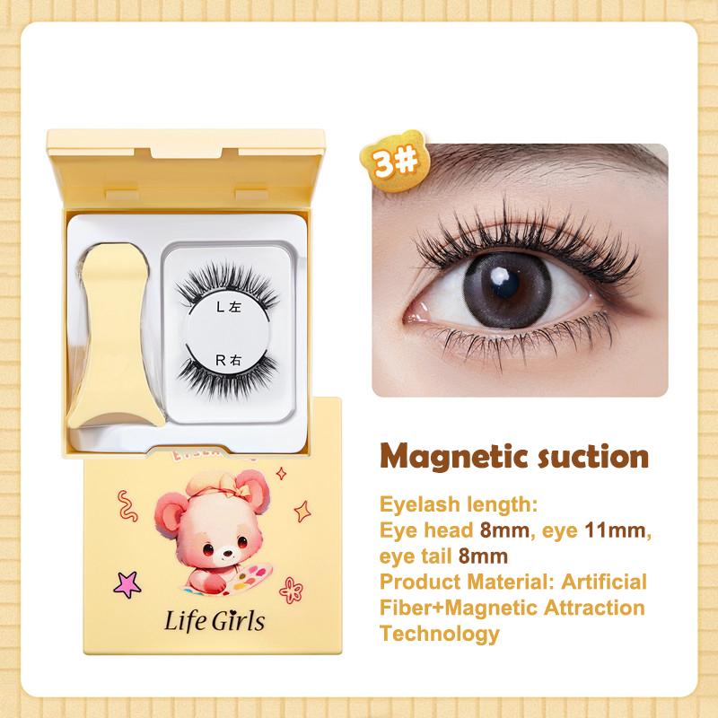 Magnetic Eyelashes Set 1 Pair Reusable No Glue Needed False Eyelashes With Magnetic Tweezers Curly Faux Lashes Makeup Tool