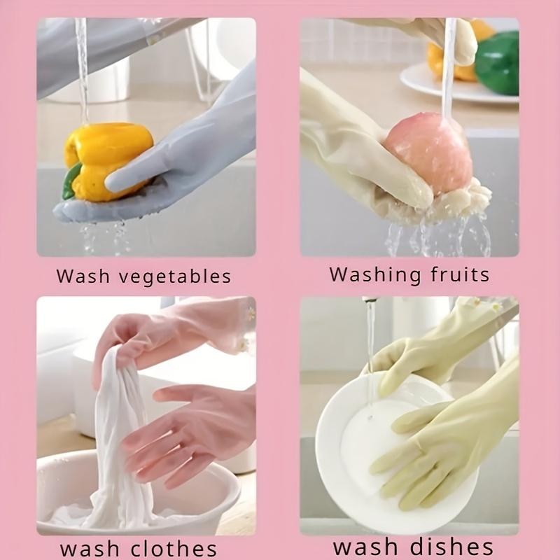 Durable Waterproof PVC Cleaning Gloves, Non-Slip Dishwashing Gloves with Floral Pattern