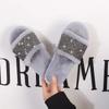 Fashion Luxury Glitter Strap Faux Fur Slippers Women 2025 Winter Round Toe Soft Thick Bottom Cotton Slides Fashion Short Plush Slippers