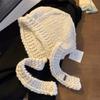 Blue knitted balaclava hat women's autumn and winter warm big head circumference wool hat scarf integrated Lei Feng hat