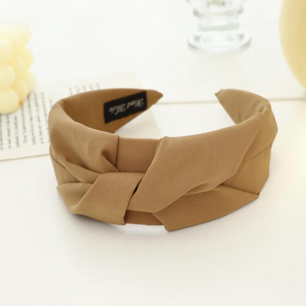 PROLY Nouvel Accessoire de Cheveux Tendance pour Femmes Bandeau Large Turban Nœud Croisé Décontracté Bandeau Couleur Unie Accessoire de Cheveux pour Adulte