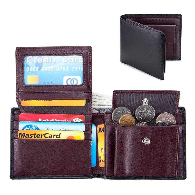 Genuine leather men's short wallet, new soft cowhide three-fold wallet, men's RFID multi-functional retro wallet