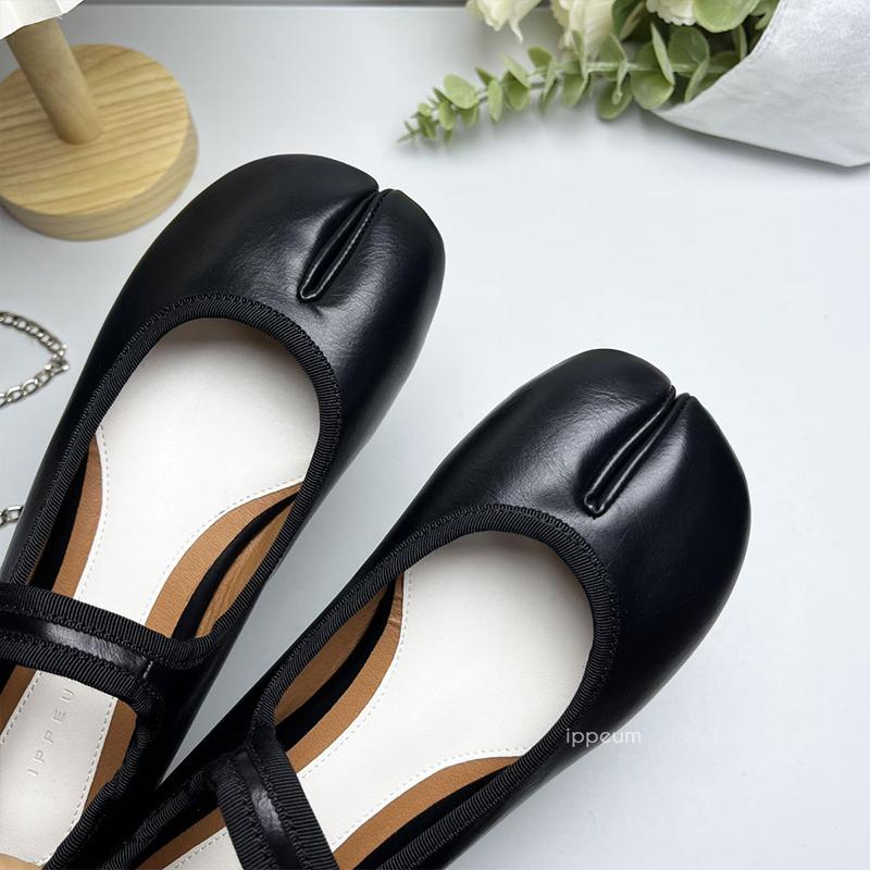 Fashion IPPEUM Black Shoes Split Toe Ballet Flats Women Plus Size 44 Mary Janes Buckle Ballerinas Zapatos Mujer