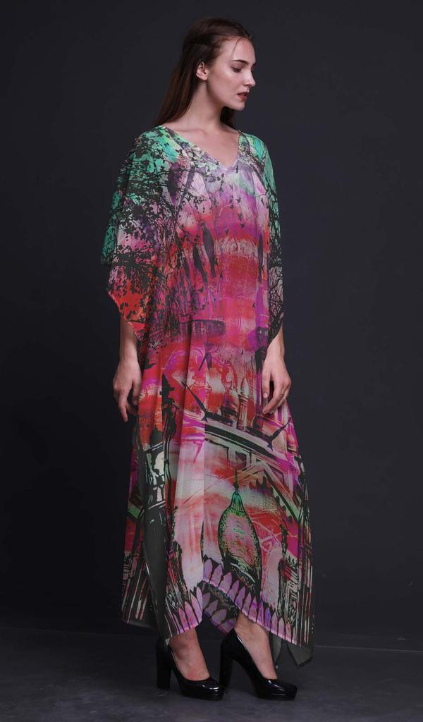 Phagun Mughal Monuments Beach Kaftan Bikini Cover up Womena    s Maxi Dress Long