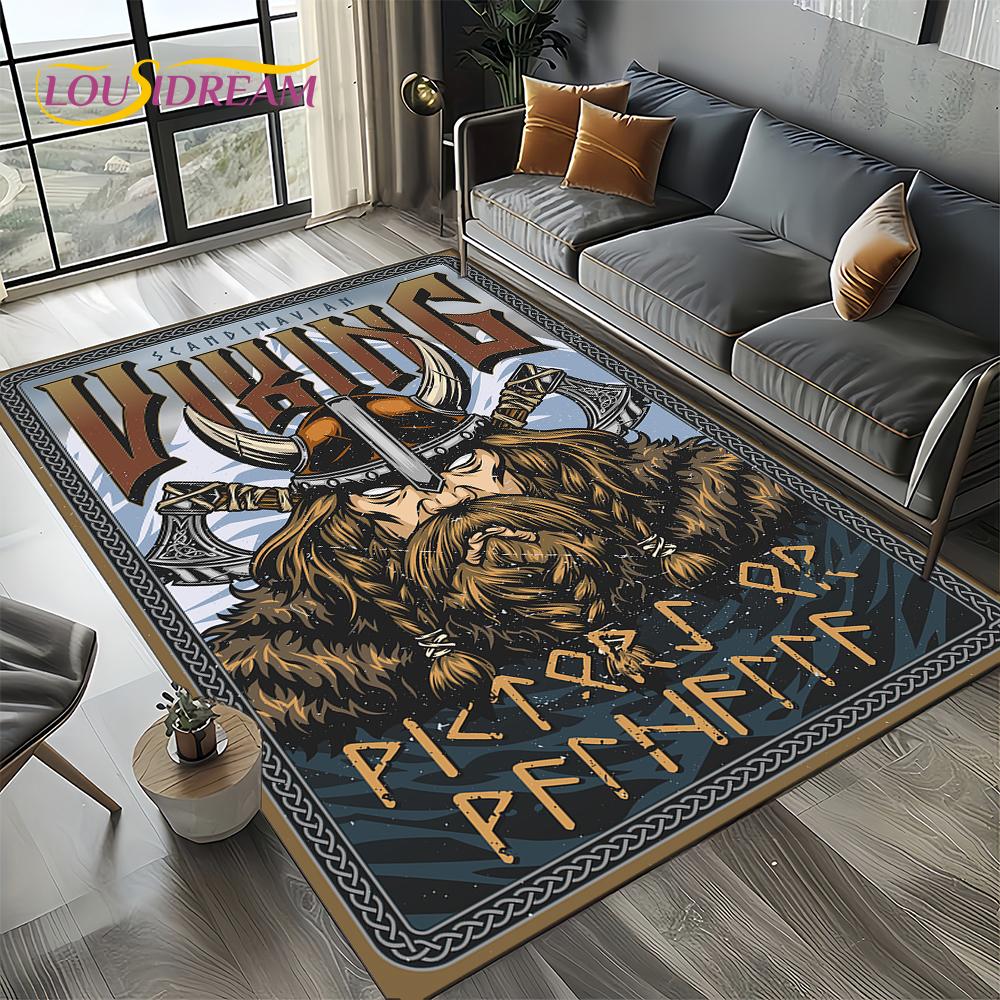 Odin Viking Symbol Valknut Nordic Valhalla Carpet Rug for Living Room Bedroom Home Sofa Decoration,Area Rug Non-slip Floor Mat