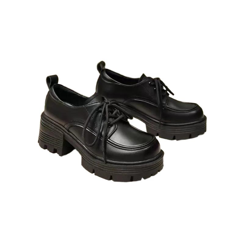 Platform British style small leather shoes women's 2025 spring and autumn new work women's shoes fashion black loafers jk single shoes