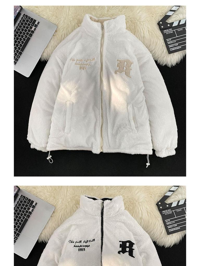 Herfst omkeerbare corduroy jas met opstaande kraag - Trendy Japanse stijl, losse pasvorm, warme pluche voering, casual bovenkleding.