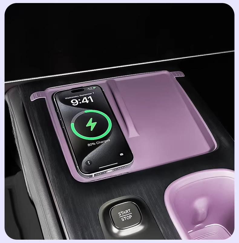 Silicone Pad for Xiaomi SU7 Wireless Charger: Dustproof, Anti-slip, Heat Dissipation for Car Console