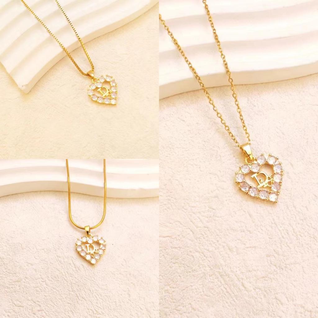 Titanium Steel Love Necklace Women'S High Sense Simple Personality Versatile Zircon Letter Pendant Collarbone Chain