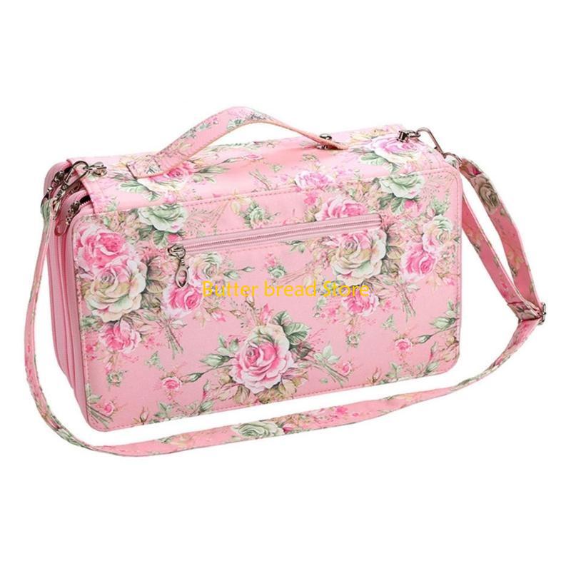 

W89C 120 Slots Marker Storage Bag With Adjustable Shoulder Strap High Capacity Marker Organizers Carrying Case for Artist розовый