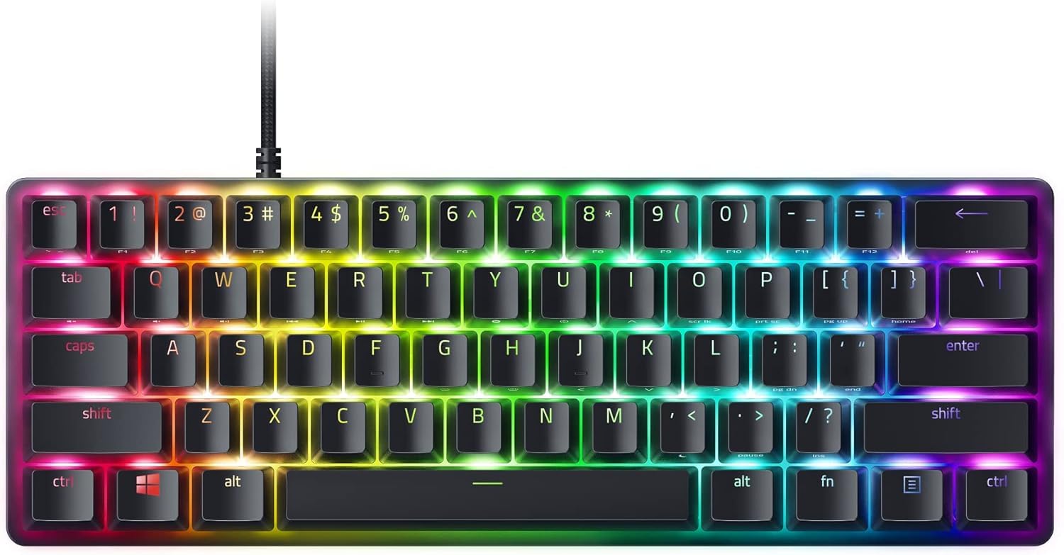 

Razer Huntsman Mini Analog Gaming Keyboard with Rapid US English Analog Optical Adjustable Chroma Black Triggers, 60% Layout, Layout, Switches,