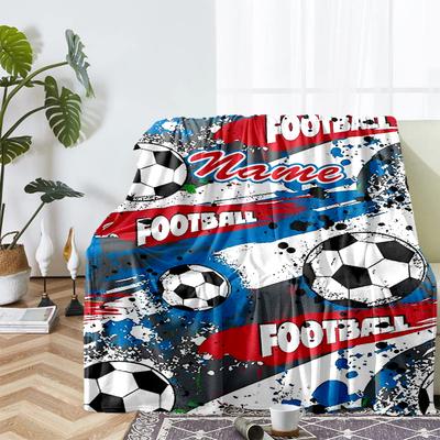 Custom Name Soccer Theme Printed Blanket - Perfect for Couch, Bed, Travel & Outdoor Use | Machine Washable, Cozy & Durable.
