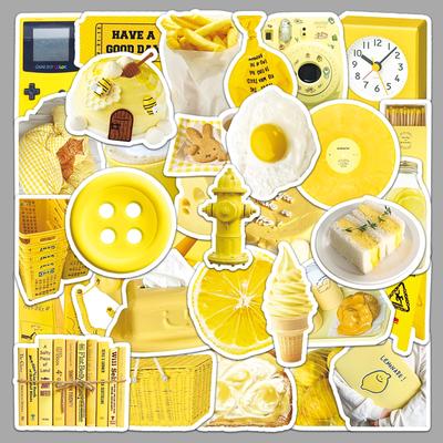50 Yellow Graffiti-Style Waterproof Stickers: Perfect for Journals, Water Bottles, Phones, and Suitcases.