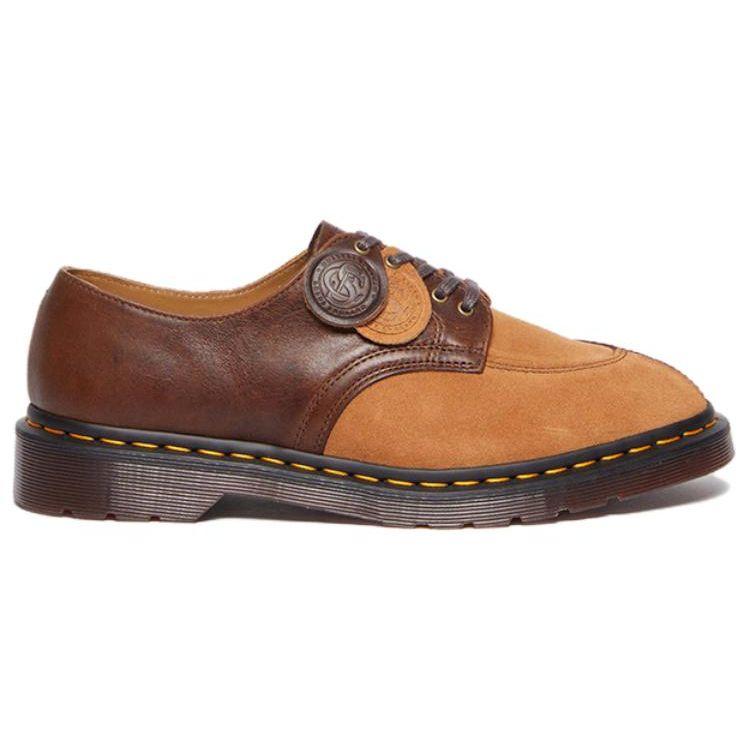 Dr. Martens Leather Round Toe Lace-Up Casual Shoes Men Sneakers Brown 31043333
