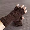 Coral Fleece Half Finger Gloves Solid Color Winter Warm Knitted Gloves Thicken Soft Plush Glove Outdoor Mittens