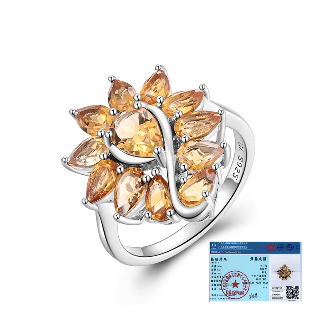 Argint sterling 925 Design superb Citrin natural Piatră prețioasă Inel Bijuterii fine Aniversare & Banchet Cadou pentru femei